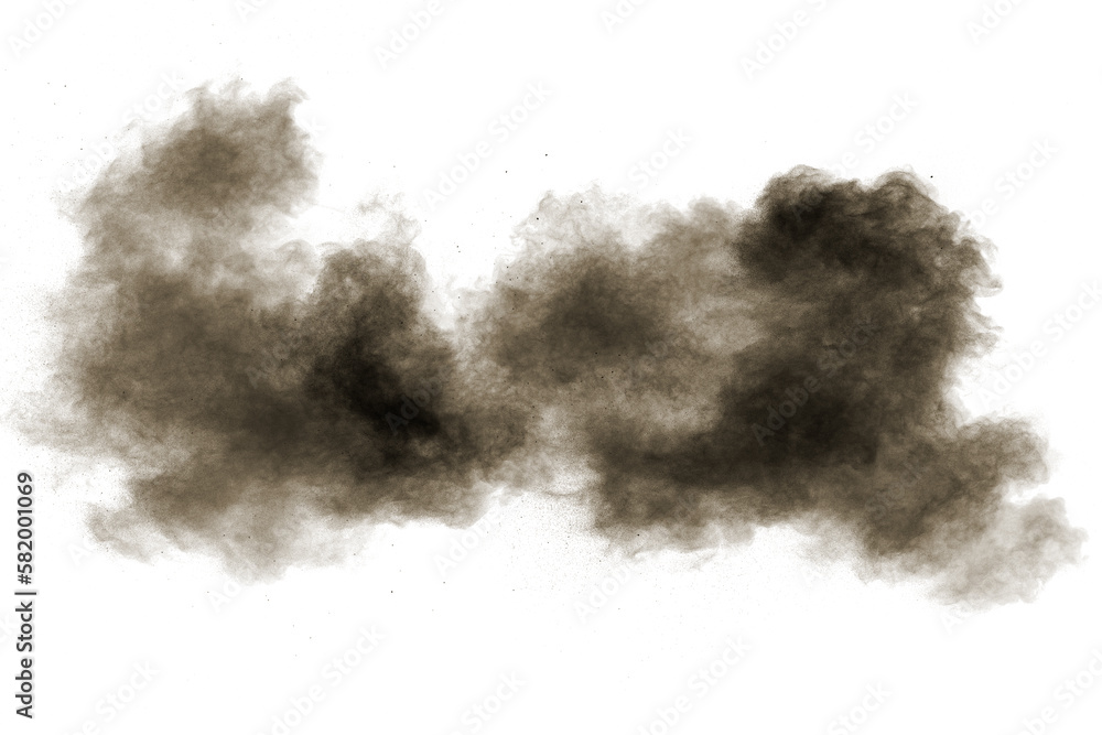 Black powder explosion on white background.Black dust particles splash. Black powder explosion on white background.Black dust particles splash.