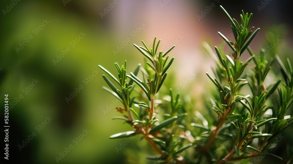 Rosemary Plant in Garden Closeup. Generative AI. Rosemary Plant in Garden Closeup. Generative AI.