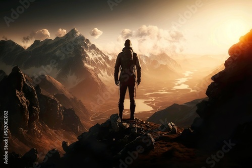 Man standing in the top of mountain
