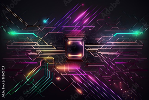 Abstract technology background with circuit board. Generative ai.
