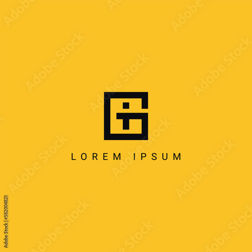 Abstract GT TG letter simple style business logo design vector template.