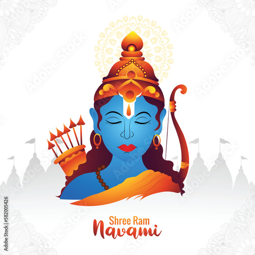 Shri ram navami celebration greeting card hindu festival background
