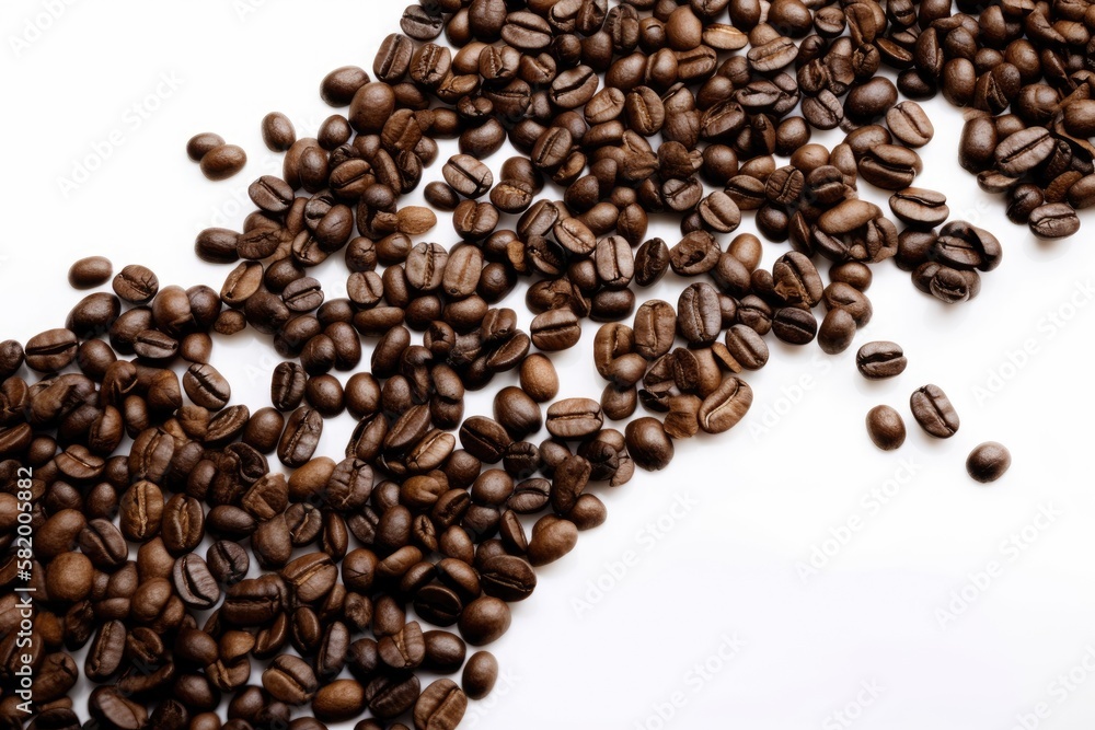 coffee bean lettering on a white background. Generative AI coffee bean lettering on a white background. Generative AI