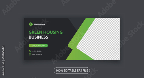 Green Housing Business web banner facebook linkedin social media cover photo design template