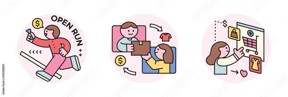 people are shopping. Online e-commerce. Open Run and Shipping and Web Pages. people are shopping. Online e-commerce. Open Run and Shipping and Web Pages.