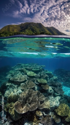 Beneath the Surface: Capturing the Beauty of a Half-Submerged Coral Reef