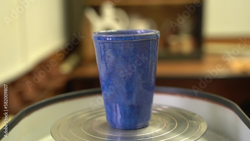 Ceramics, a ceramic product made with their own hands on a potter's wheel, a mug.