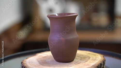 Ceramics, a ceramic product made with their own hands on a potter's wheel, a mug.