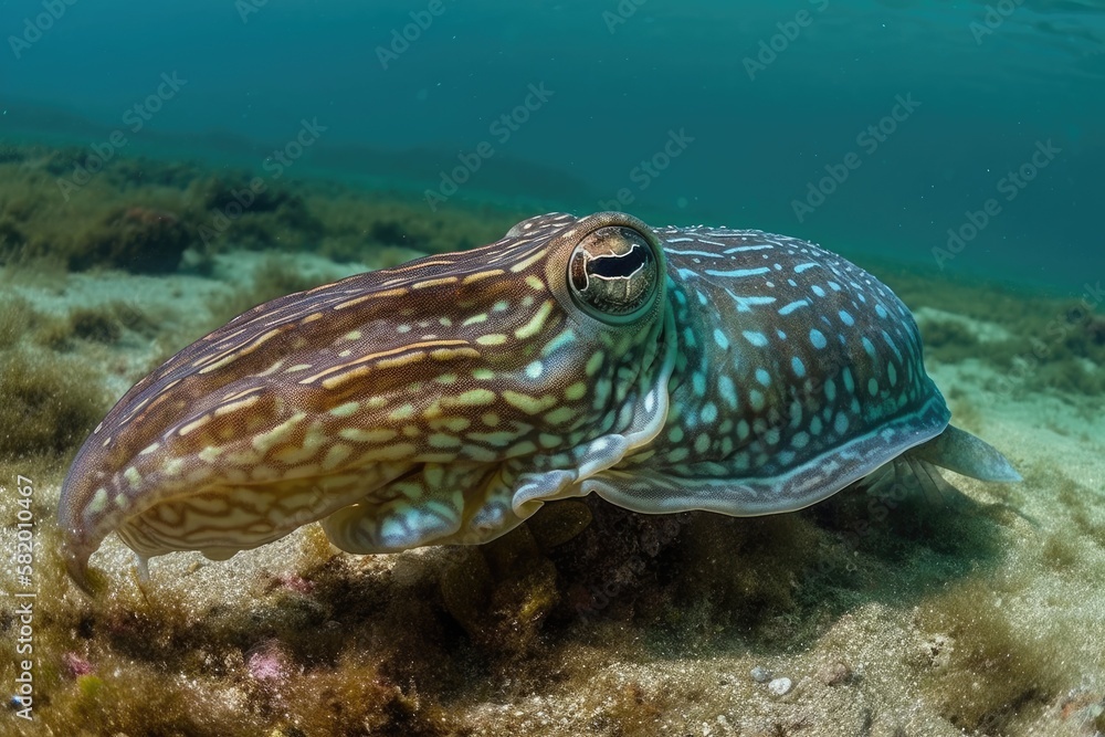 Cuttlefish on Japan's Okinawa. Generative AI Cuttlefish on Japan's Okinawa. Generative AI