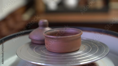 Ceramics, a ceramic product made with their own hands on a potter's wheel, a mug.