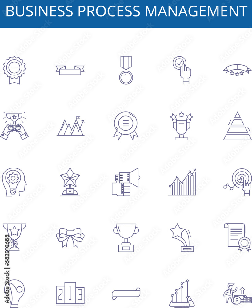 Business process management line icons signs set. Design collection of ...