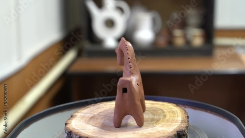 Ceramics, a ceramic product made with their own hands on a potter's wheel, a mug.