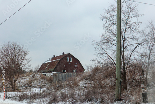 old barn in the winter field © SnapSD809