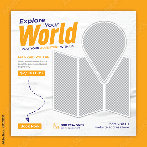 Explore Travel tour Instagram posts or social media post template design