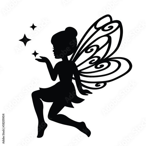 Cute sitting garden fairy vector cartoon illustration