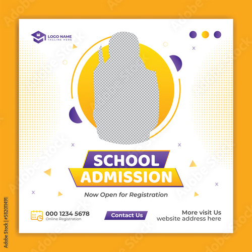 School admission social media post and back-to-school web banner template design