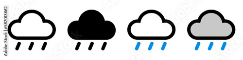 Rain icon set. Rain clouds. Rainy weather. Vector.