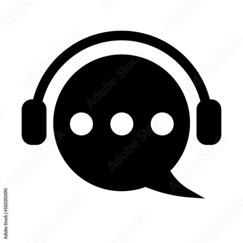 Chat support silhouette icon. Vector.
