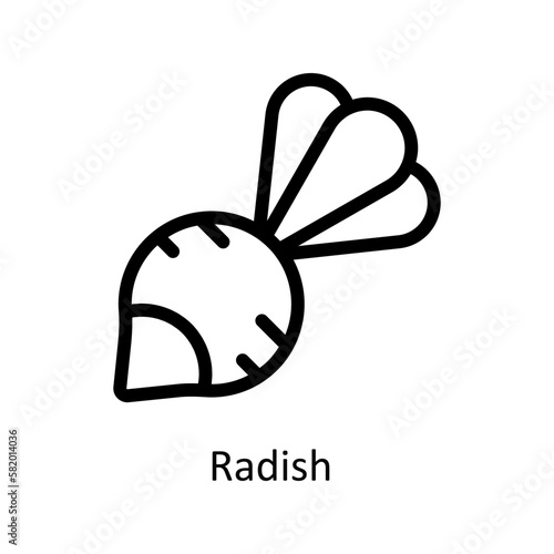 Radish  Vector   outline Icons. Simple stock illustration stock