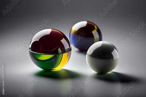 three glass marbles
