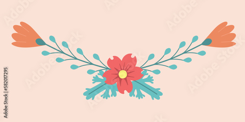 Floral Border. Flower divider. design element for invitations  greeting cards  posters  blogs. Delicate flowers and leaves.