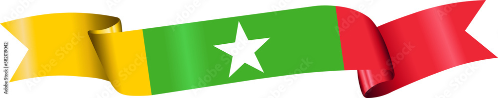 3D Flag of Myanmar on ribbon. 3D Flag of Myanmar on ribbon.