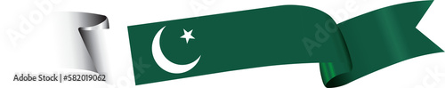 3D Flag of Pakistan on ribbon.