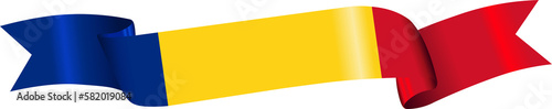 3D Flag of Romania on ribbon.