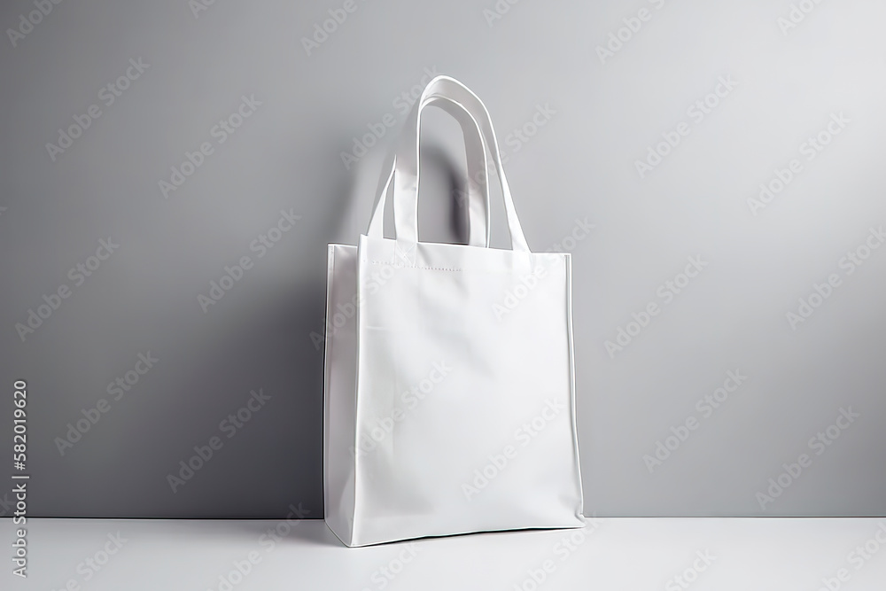 White Eco Bag Mockup Blank Shopping Sack Copy Space Canvas Stock