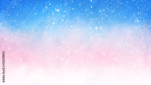 青とピンクの水彩グラデーション、キラキラ背景