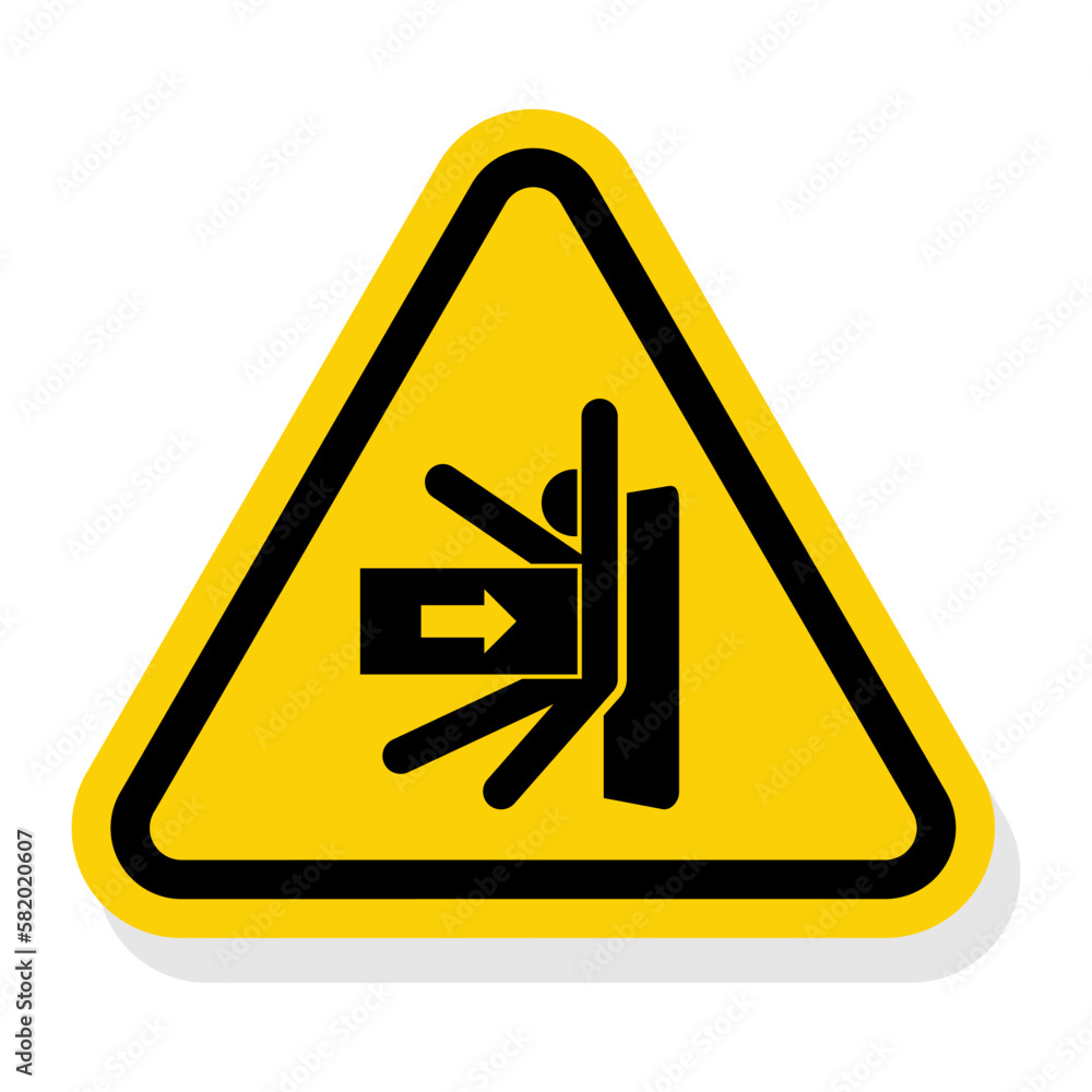ISO Triangle Warning Sign: Body Crush Force From Side Symbol ISO Triangle Warning Sign: Body Crush Force From Side Symbol