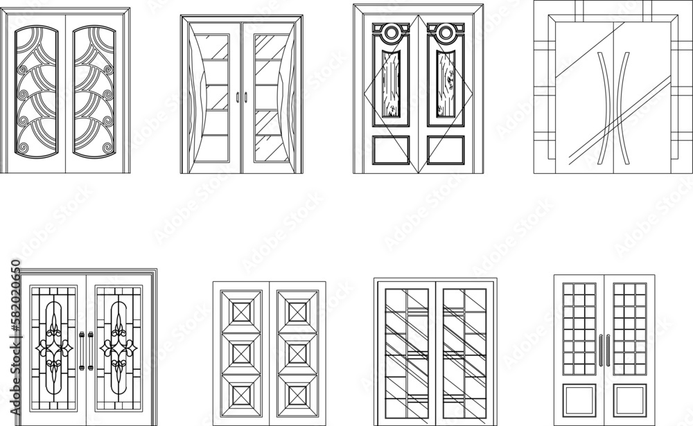 Vector sketch illustration of a classic old door for a luxury home