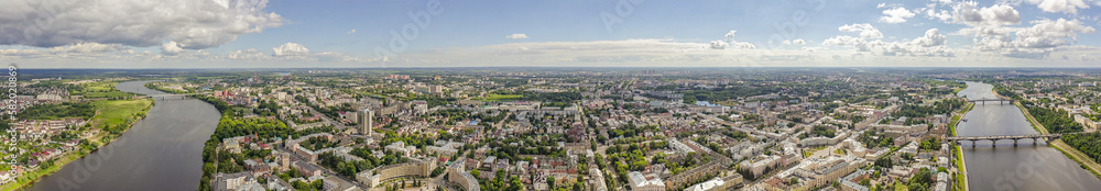 Tver, Russia. Aerial panorama of the city