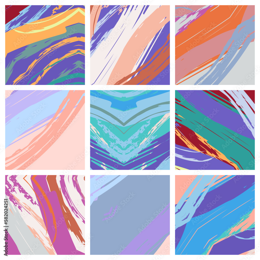 Abstract collage asymmetric pattern. Brush strokes grunge texture. Vector colorful ornament, patchwork quilt style. Digital freehand art backgrounds set for flyer, poster, cover, textile fabric print Abstract collage asymmetric pattern. Brush strokes grunge texture. Vector colorful ornament, patchwork quilt style. Digital freehand art backgrounds set for flyer, poster, cover, textile fabric print