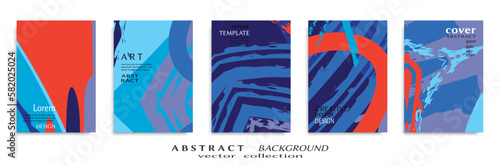 Abstract backgrouns set, grunge texture. Minimalistic art, brush strokes style. Design for card, brochure, banner idea, book cover, booklet print, flyer sheet a4. Collage page, web header template.