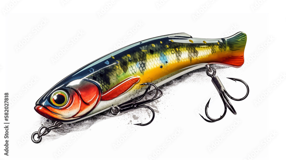 Colourful Fishing Lure Generative AI Illustration Colourful Fishing Lure Generative AI Illustration