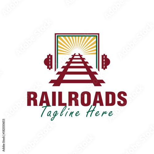 railroad track vector illustration logo design