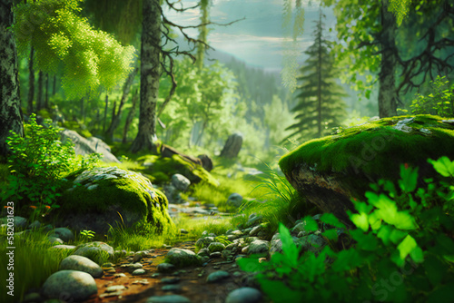 The forest provides a peaceful sanctuary, as the greenery envelops you in its embrace