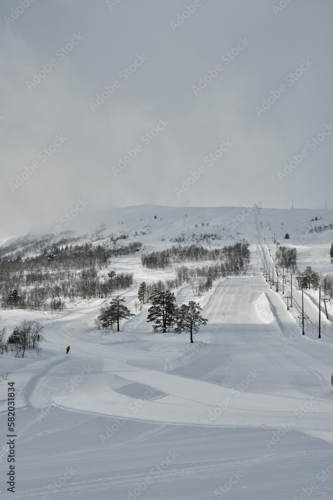 ski slope on sunny day in norway
