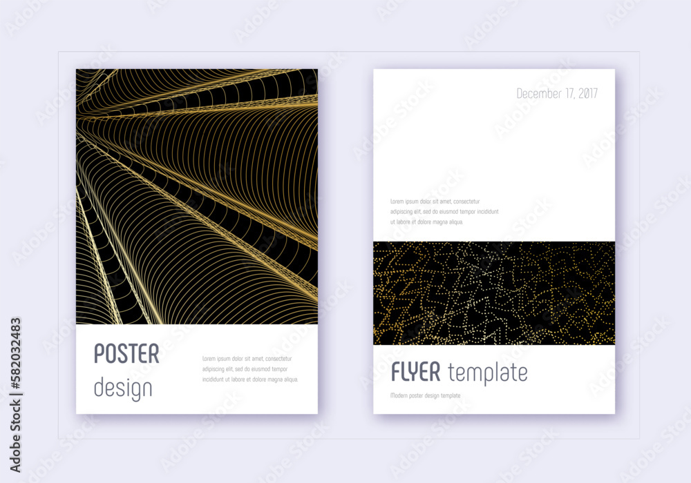 Minimalistic cover design template set. Gold abstr Minimalistic cover design template set. Gold abstr