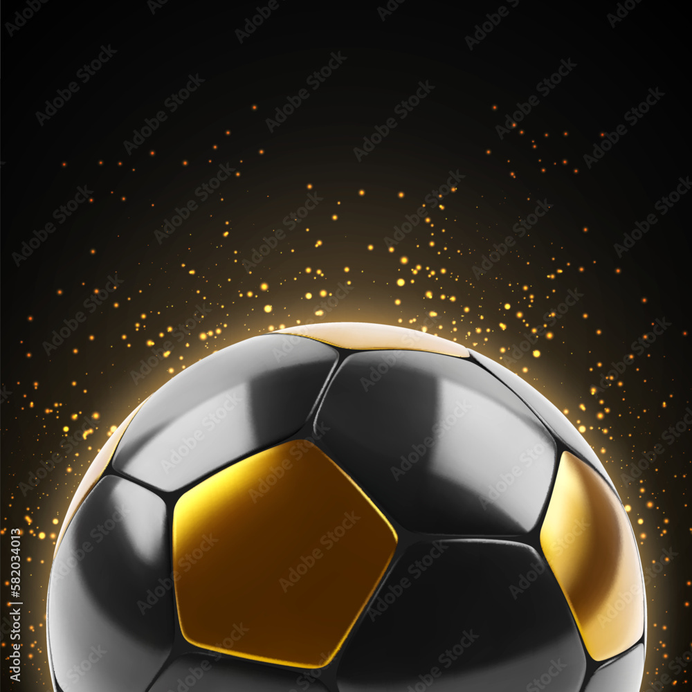 Black and gold soccer ball on a glittering background. EPS10 vector Stock  Vector | Adobe Stock