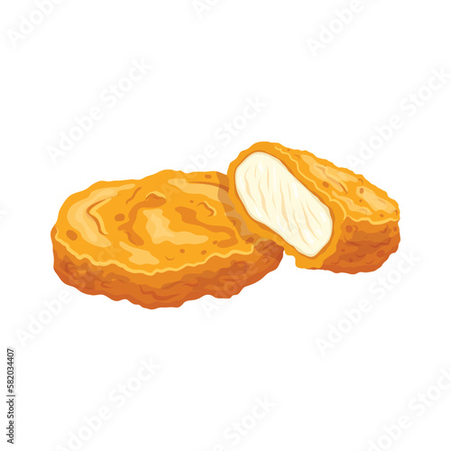 chicken nuggets fried cartoon vector illustration