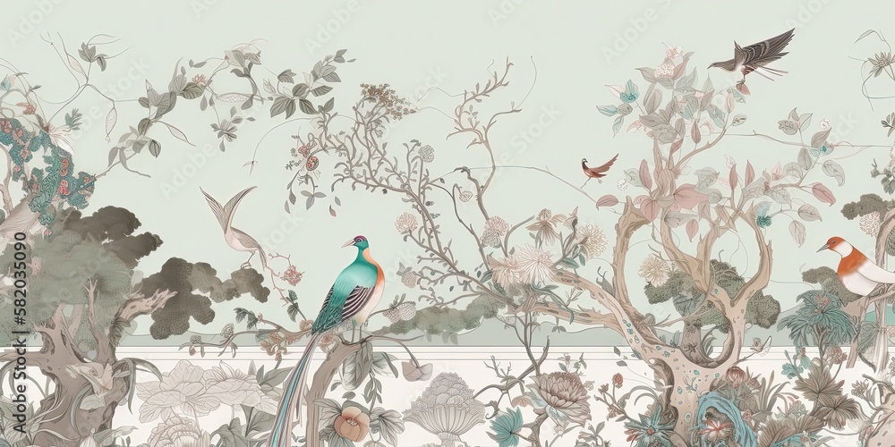 Oriental Landscape vintage Wallpaper background