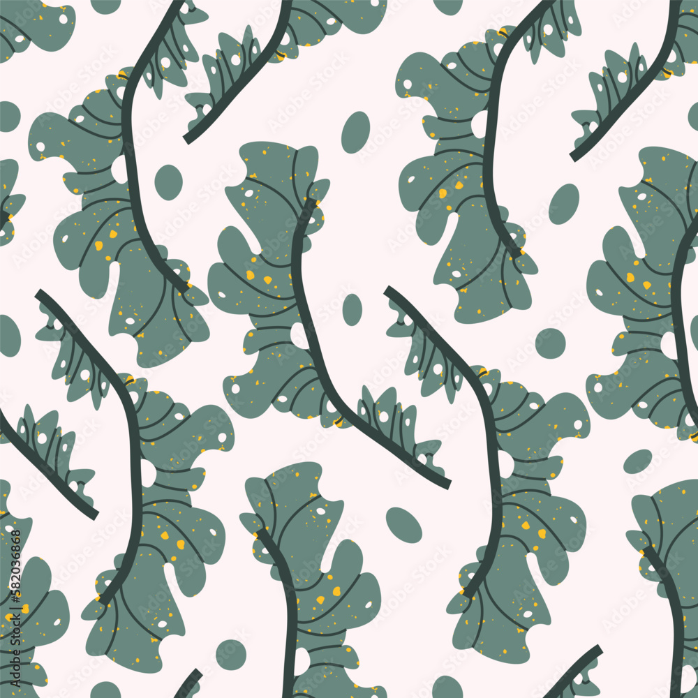 Stylish seamless pattern with lettuce leaves. Vector background, print, design, illustration