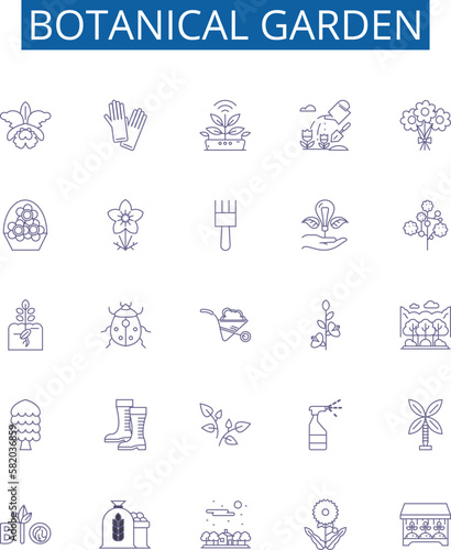 Botanical garden line icons signs set. Design collection of Garden, Botanical, Plants, Greenery, Flora, Herbs, Trees, Foliage outline concept vector illustrations