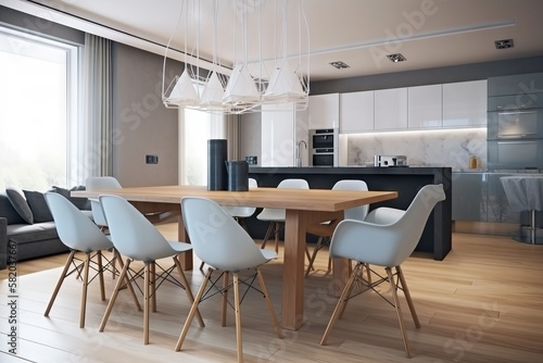 Stylish modern kitchen interior in scandi style © oleksandr.info