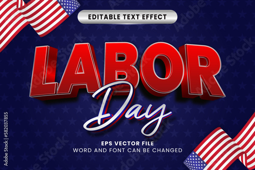 Labor day 3d editable vector text effect