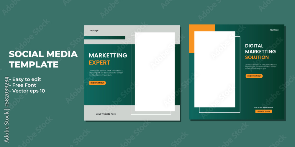 Set of Editable minimal square banner template. Suitable for social media post and web internet ads. Vector illustration with photo college Set of Editable minimal square banner template. Suitable for social media post and web internet ads. Vector illustration with photo college