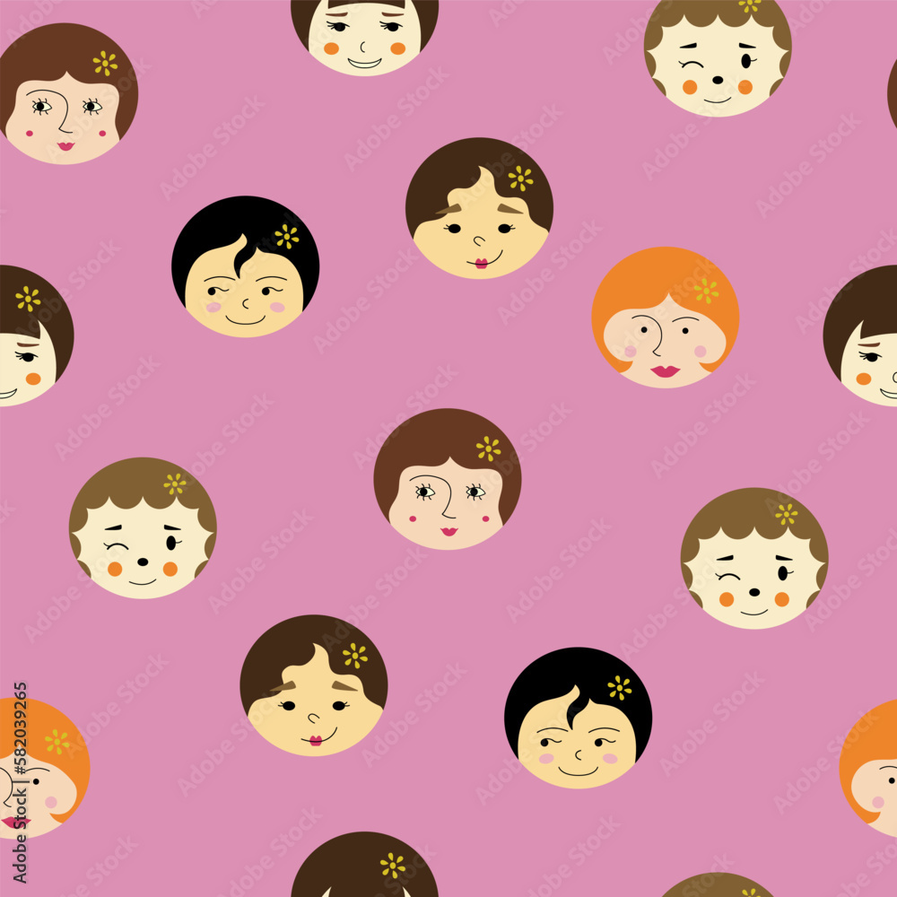 Feminine look, abstract personage, mascot design, funny face, cute icon. Feminine look, abstract personage, mascot design, funny face, cute icon.