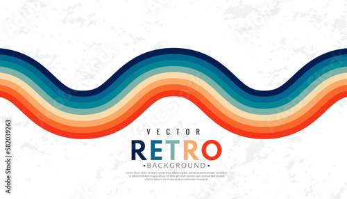 Abstract minimalist retro background with wavy stripes elements. 70s lines background. Graphic vector flat design style. Retro lines aesthetic